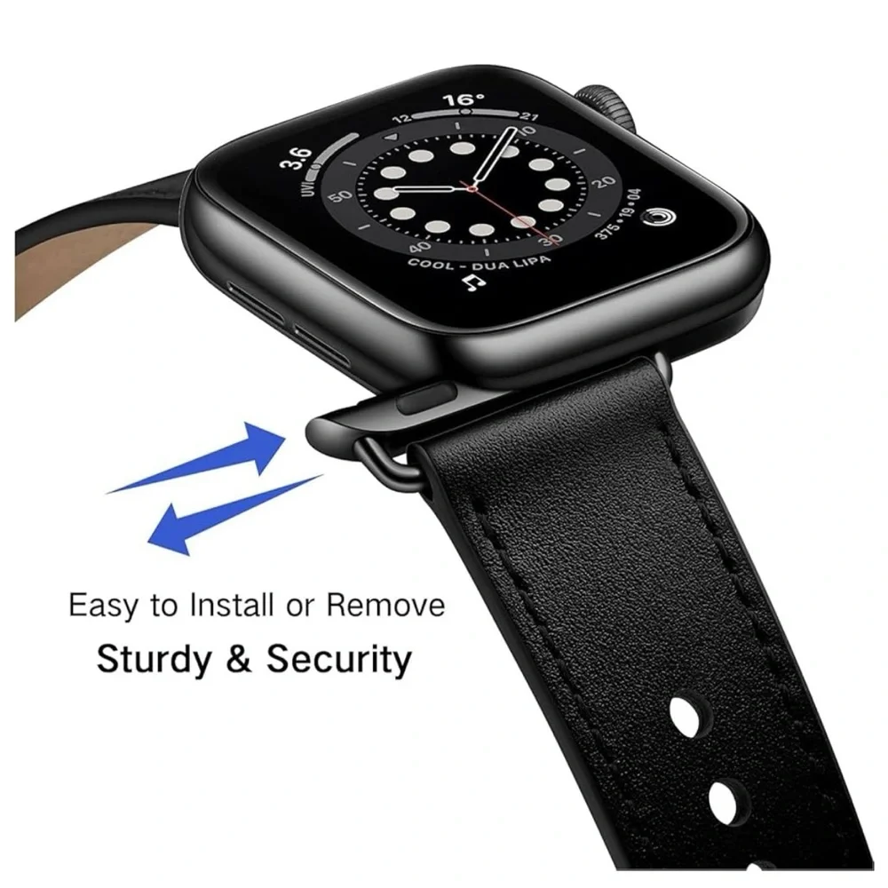 2 Leather Bands Compatible With Apple Watch (Black & Brown)